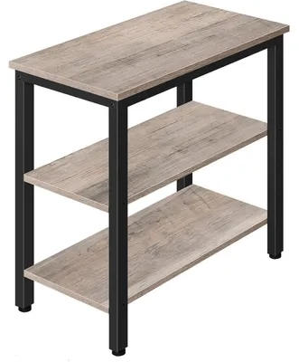 Productafbeelding van Bijzettafel met 3 plateaus, salontafel, nachtkastje, industriële stijl, kleur greige, metalen frame, 60x30x61 cm