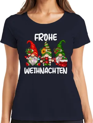 Produktbild von Frohe Weihnachten Wichtel Elf Gnome Zwerge - Weihnachten Xmas Christmas Damen T-Shirt, Navy, XXL