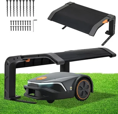 Produktbild von Mähroboter Garage, Klappbare Mähroboter Garage Dach Carport für Rasenmäher Rasenroboter, 72x56x36cm, Witterungsbeständig UV Schutz, Schwarz