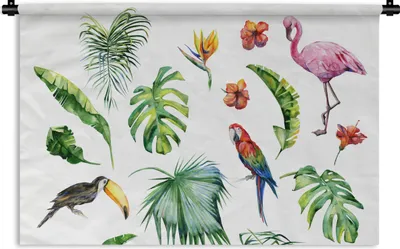 Produktbild von MuchoWow® Wandteppich Wandbehang Dschungel - Muster - Tiere - Blätter - Jungen - Mädchen - Kinder 120x80 cm Tapisserie Dekoration Wandtuch - Wanddekorationen - Wandtücher
