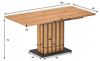 Zdjęcie produktu dla Stół Rozkładany Oxford 69x120/160 cm Kuchenny Prostokątny