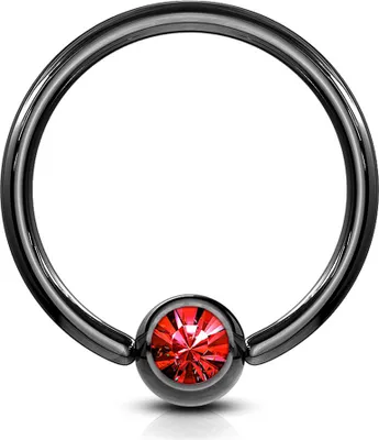 Produktbild von viva-adorno 1,2x10x4mm Universal Piercing Ring BCR Kristall Lippenring Klemmring Septumpiercing Brustpiercing Chirurgenstahl Z294,rot