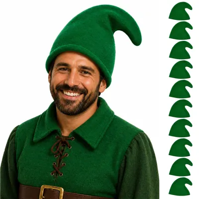 Produktbild von 10 Zwergenmützen zum Kostüm Zwerg oder Wichtel | Farbwahl - Fasching Mottoparty Farbe: Grün
