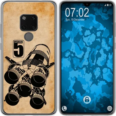 Produktbild von PhoneNatic Case kompatibel mit Huawei Mate 20 Silikon-Hülle Space Moon Rocket M3