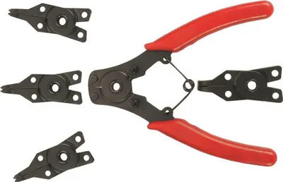Immagine prodotto di BGS Diy 454 | Pinze per anelli a scatto con teste intercambiabili | 5 pezzi | 160 mm| dritto / curvo / 90° / 45° | pinze per anelli di sicurezza | antiscivolo