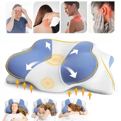 Produktbild von Nackenkissen Kopfkissen - Ergonomisches Kissen, Memory Foam Kissen für Bauch, Rücken, und Seitenschläfer, Kopfkissen mit Nackenstütze
