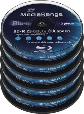 Produktbild von MediaRange MR499, BD-R, 25 GB, 6x, Tortenschachtel, 10 Stück(e)