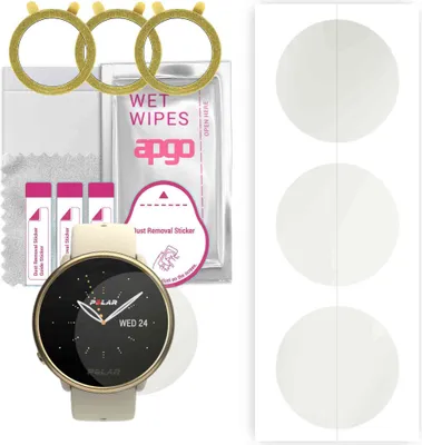 Produktbild von apgo 3 Stück Schutzfolie, Matt, kompatibel mit Polar Ignite 2 Smartwatch, Hydrogel Displayschutzfolie mit Positionierhilfe, Displayfolie, robust und kratzfest