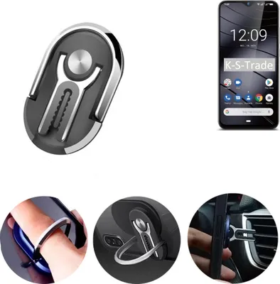 Produktbild von K-S-Trade 3in1 Smartphone-Ring Handy-Ring kompatibel mit Gigaset GS290 Fingerhalterung  Handyring Tischständer Lüftungsgitter-Halterung Tisch