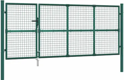Produktbild von vidaXL Maschen-Gartentor Grün 350x125 cm Verzinkter Stahl