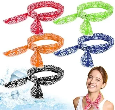 Produktbild von 5 Stück Kühlendes Handtuch, Halswickel Stirnband,Sports Kühltuch Cooling Schal, Sofort Kühlender Schal, Sommer Kühlung Bandana,für Männer Frauen Indoor Outdoor Aktivitäten Sport (Retro Farbe)