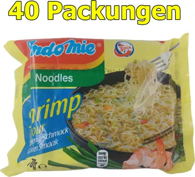Produktbild von Indomie Shrimp asiatische Bratnudeln 40er Pack (40 x 70g) instant Nudeln