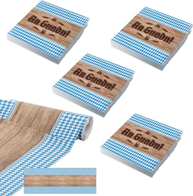 Produktbild von SET - Tischläufer + 80 Servietten (4er Pack) bayrisch weiß blau