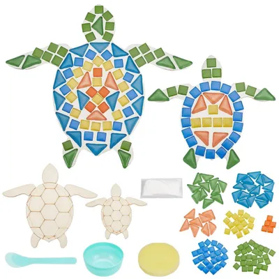 Productafbeelding van DIY Schildpadden-mozaïekset, knutselset voor kinderen vanaf 6 jaar, set van 2