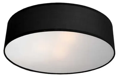 Image de Plafonnier rond noir et blanc 3xE14x40W, abat-jour en tissu, dimensions : 10x40x40 cm, IP20, Light Prestige