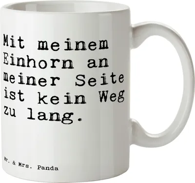 Produktbild von Mr. & Mrs. Panda Trinkbecher Mit meinem Einhorn an... - Weiß - Geschenk, Tasse, Kaffeebecher, lustig Spruch, Kaffeetasse, Sprüche, Teetasse, Freundin, Pott, schöne