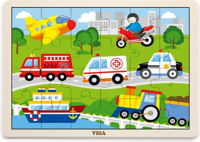Produktbild von Holzpuzzle Fahrzeuge in der Stadt 24 el. / Viga