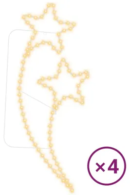 Imagen del producto de vidaXL: 4 cadenas de luces con forma de estrella, luz blanca cálida, 125,5 x 53 x 4,5 cm