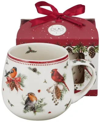 Obrázok produktu pre Porcelánový hrnček v darčekovej krabičke s motívom "Vtáky v zime 2"