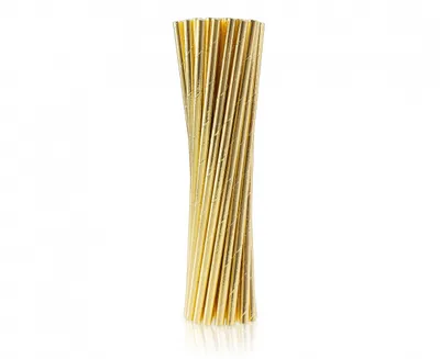 Produktbild von 24 goldene Eco Papier Trinkhalme, 19,7 cm lang, 6 mm Durchmesser