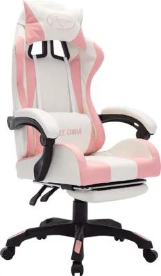 Produktbild von vidaXL Gaming-Stuhl mit RGB LED-Leuchten Rosa und Weiß Kunstleder