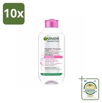 Productafbeelding van 10 x Garnier SkinActive Micellaire Reinigingswater voor de gevoelige huid, 200 ml - Voordeelverpakking - 10 stuks