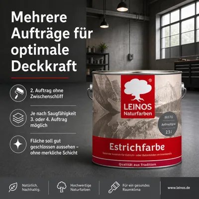Produktbild von LEINOS Estrichfarbe Anthrazitgrau 2,5 l für Estrich & Beton, abriebfest, KI-generiertes Bild