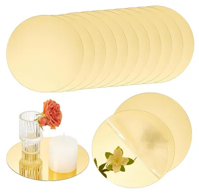 24 runde Acrylspiegel 15 cm gold für Tischdeko