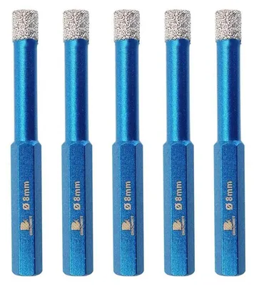 Immagine prodotto di Set di punte da trapano a secco, 5 pezzi, attacco esagonale da 8 mm, per piastrelle, Vetroceramica, granito e marmo