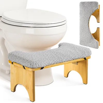 Image de Omgoods - Tabouret de toilette ergonomique pliable en bambou - Pour plus de confort et de soutien
