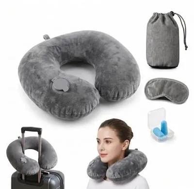 Zdjęcie produktu dla Poduszka podróżna na szyję nadmuchiwana ergonomiczna dla dorosłych zestaw