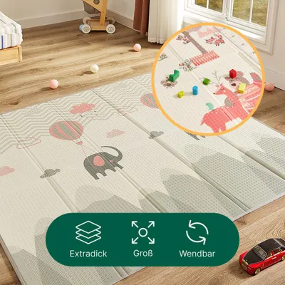Produktbild von CASABEL Baby-Spielmatte, dick und weich, 180x150cm, Motiv Elefant