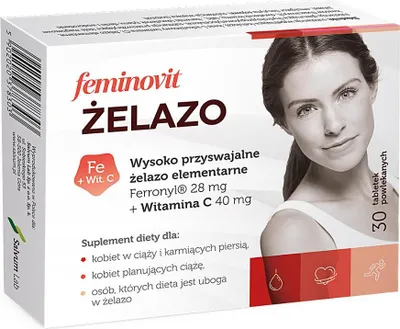 Image de Supplément alimentaire à base de fer contenant Feminovit pour les femmes - 30 comprimés