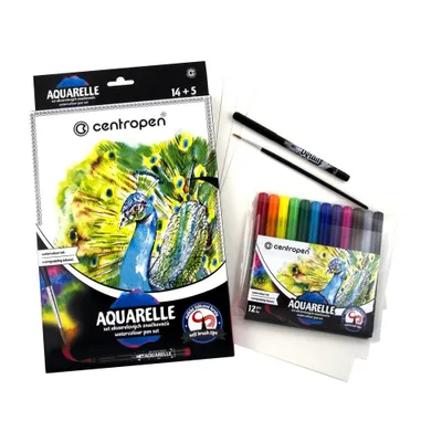 Image de Centropen set 9383 Aquarelle avec pinceau et papiers