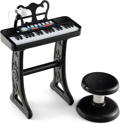 Immagine prodotto di Set di tastiera per bambini - Giocattolo musicale elettronico - Per imparare a suonare la musica - Con microfono e luci - 37 tasti - Nero