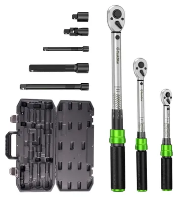 Image de Clé dynamométrique - Coffret de 8 pièces - 10 à 227 Nm - Précision de 3 % - Pour automobile, moto et vélo