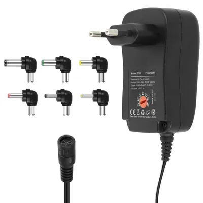 Immagine prodotto di alimentatore per laptop da 30W con 6 spine, 6 adattatori + porta USB di LinQ - Nero