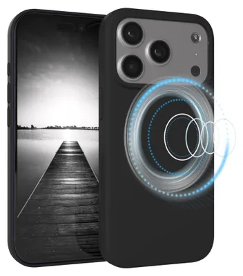 Produktbild von EAZY CASE Silikon MagSafe Handyhülle kompatibel mit Apple iPhone 17 Pro Hülle mit Kameraschutz, Silikonhülle, Schutzhülle Schwarz