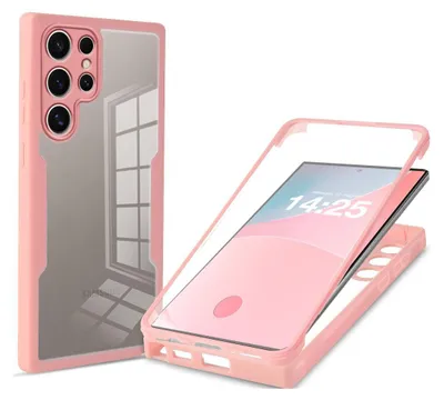 Produktbild von 360 Grad Rundum Schutz Handyhülle für Samsung Galaxy S24 Ultra Full Cover Vollschutz Case Farbe: Rose