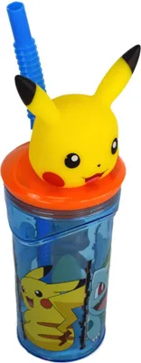 Produktbild von Pokemon Trinkbecher 3D Pikachu 360ml Strohhalm Deckel