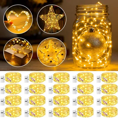 LED-Lichterkette, 20 warmweiße LEDs, Batteriebetrieb, Timer
