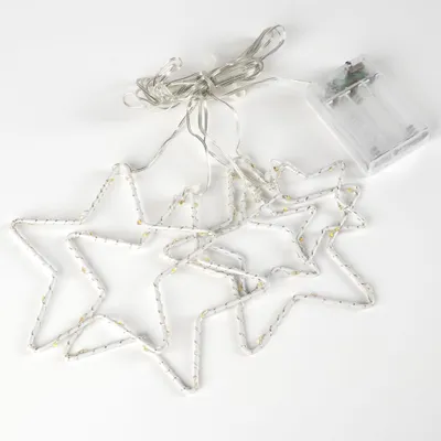 Produktbild von LED Lichtervorhang 120x30 cm warmweiß mit 5 Metallsternen Spetebo