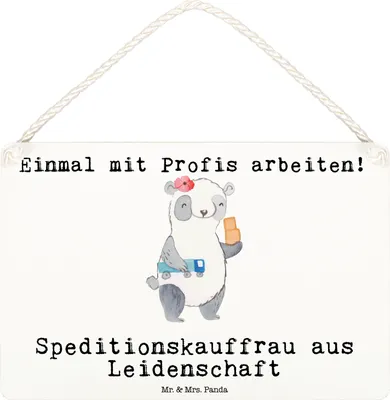 Produktbild von Mr. & Mrs. Panda Schild Speditionskauffrau Leidenschaft DIN A6 - Weiß - Geschenk, Türschild, holzbild, kleine aufmerksamkeit, Wandbild Holz, Holzschild