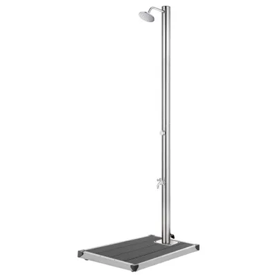 Produktbild von Gartendusche mit Grauer Bodenplatte 220 cm Edelstahl