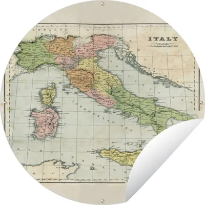 Produktbild von MuchoWow® Gartenposter Outdoor-Poster Rund Vintage-Karte von Italien Ø 60 cm Gartendeko Rundes Poster draußen
