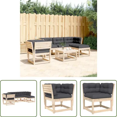 Produktbild von The Living Store 5-tlg. Garten-Lounge-Set mit Kissen Massivholz Kiefer