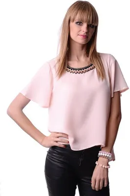 Produktbild von Damen Shirt Perlen am Ausschnitt; Pfirsich/M/L 38/40