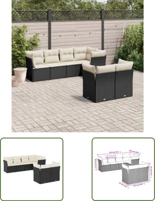 Produktbild von The Living Store 7-tlg. Garten-Sofagarnitur mit Kissen Schwarz Poly Rattan