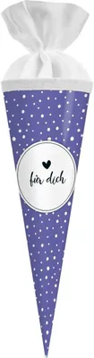 Produktbild von Goldbuch-Geschenktüte in Schulkegelform mit Polka-Dots und Filzverschluss, 35 cm, weiß