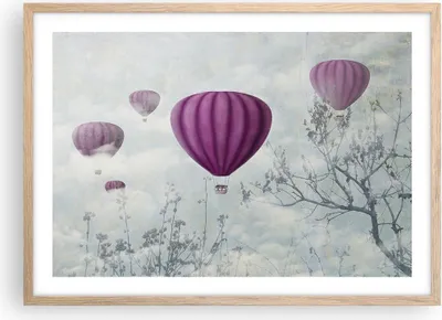 Produktbild von Gerahmtes Poster - Rahmen in heller Eiche - Ballon Baum Flug - 70x50 cm - Wand Bild - Wanddeko - Wandbilder - Kunstposter - Wandposter - Bilderrahmen - Bilder - Kunstdruck - Wandbild - P2NAA70x50-3581